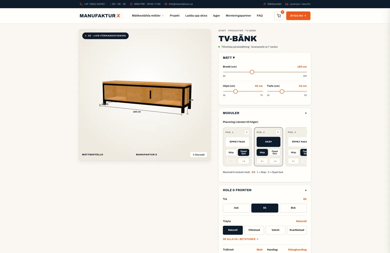 Tv-bänk - 3D-konfigurator, Manufaktur X